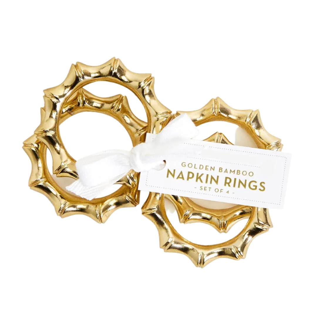 Bamboo Napkin Rings, Set of 4 - Gold