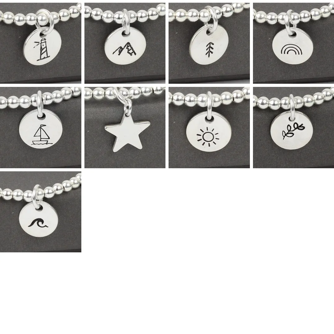 Beaded Anklet with Sterling Silver Charm