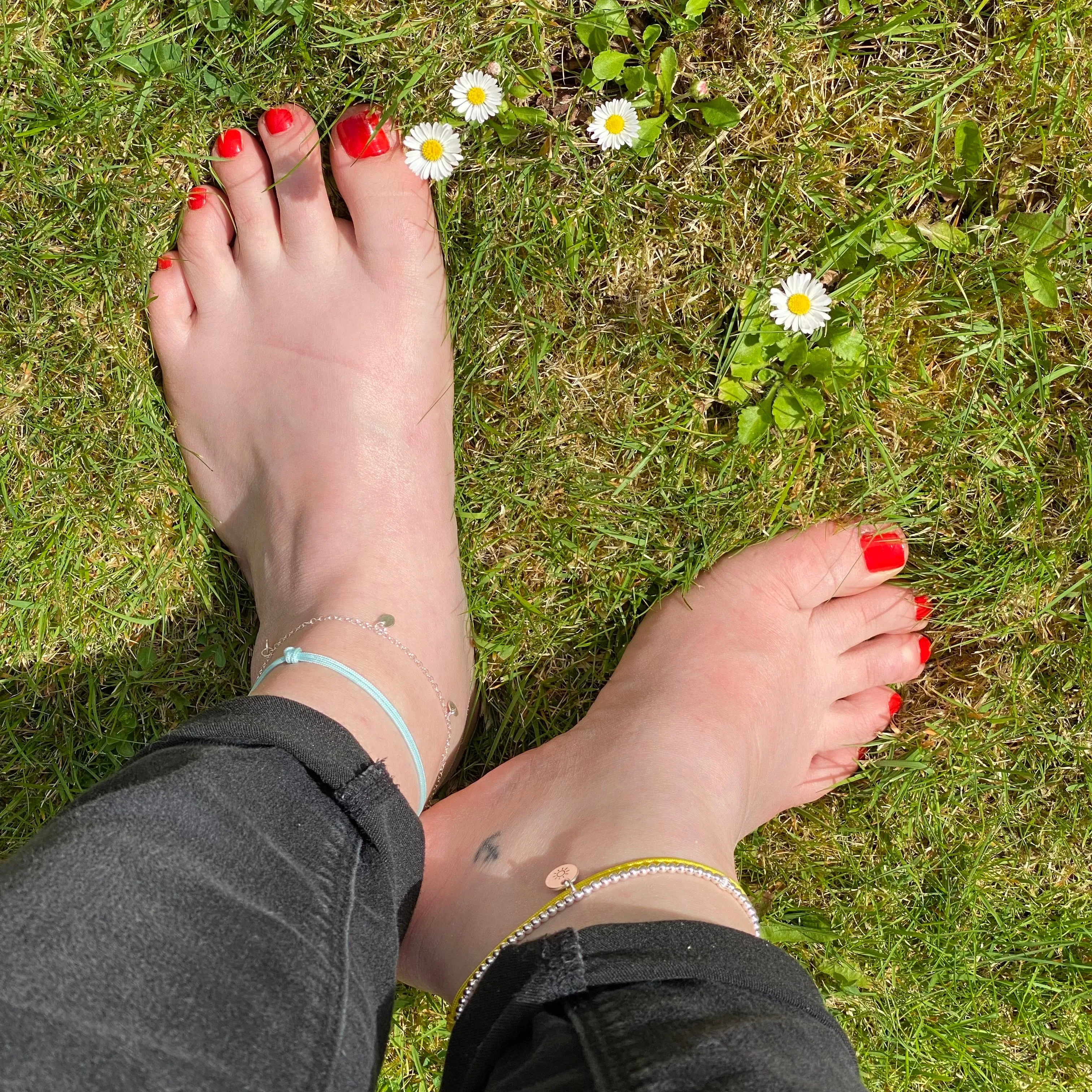 Beaded Anklet with Sterling Silver Charm
