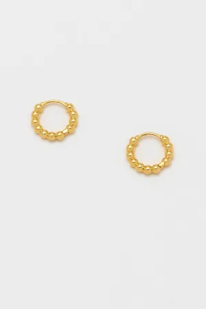 Beaded Mini Huggie Earrings - Gold Plated