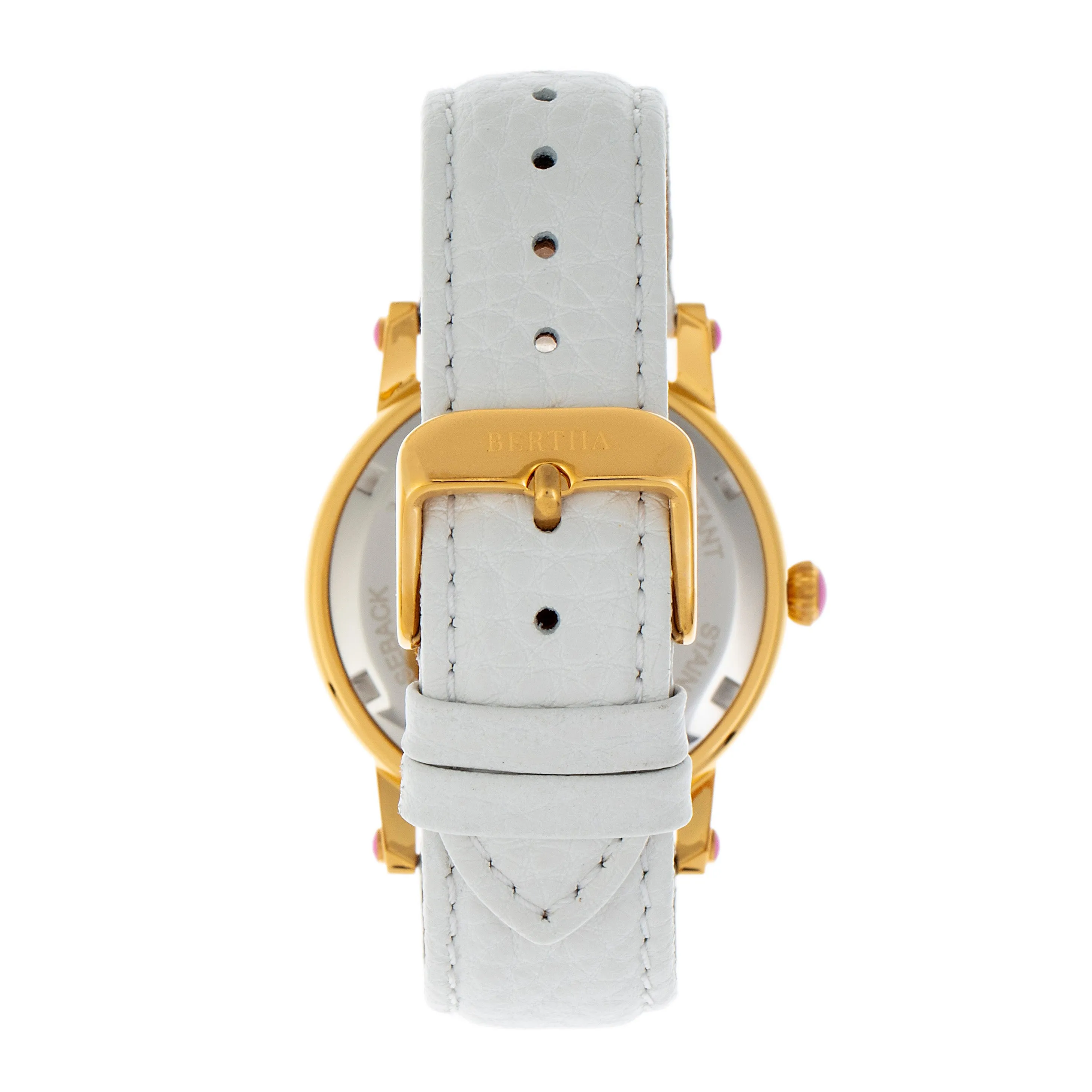 Bertha Betsy MOP Leather-Band Ladies Watch - Gold/White