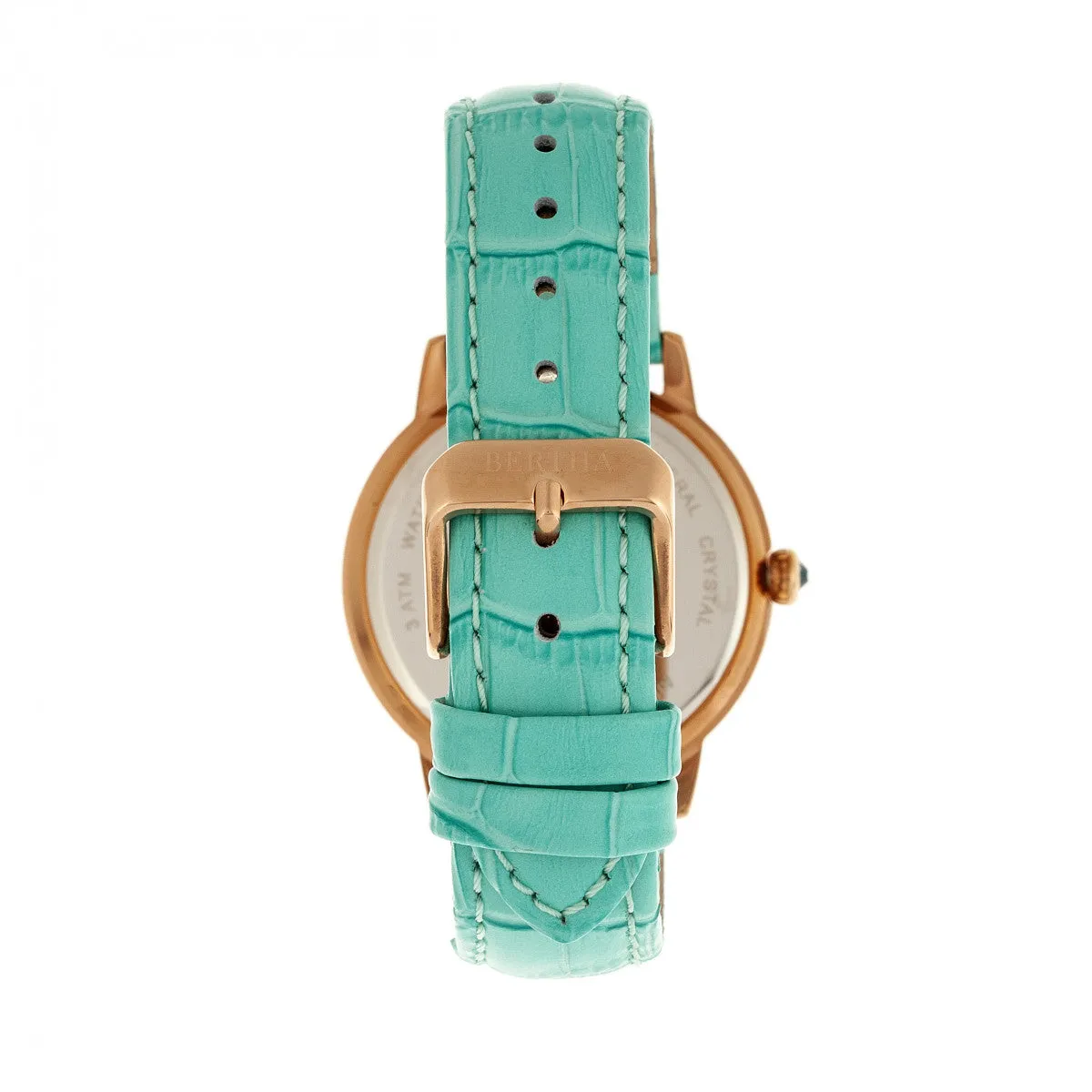 Bertha Madeline MOP Leather-Band Watch - Turquoise