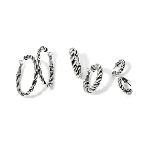 Brighton | Interlok Twist Oval Leverback Hoop Earring in Silver Tone