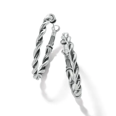 Brighton | Interlok Twist Oval Leverback Hoop Earring in Silver Tone
