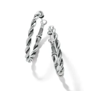 Brighton | Interlok Twist Oval Leverback Hoop Earring in Silver Tone