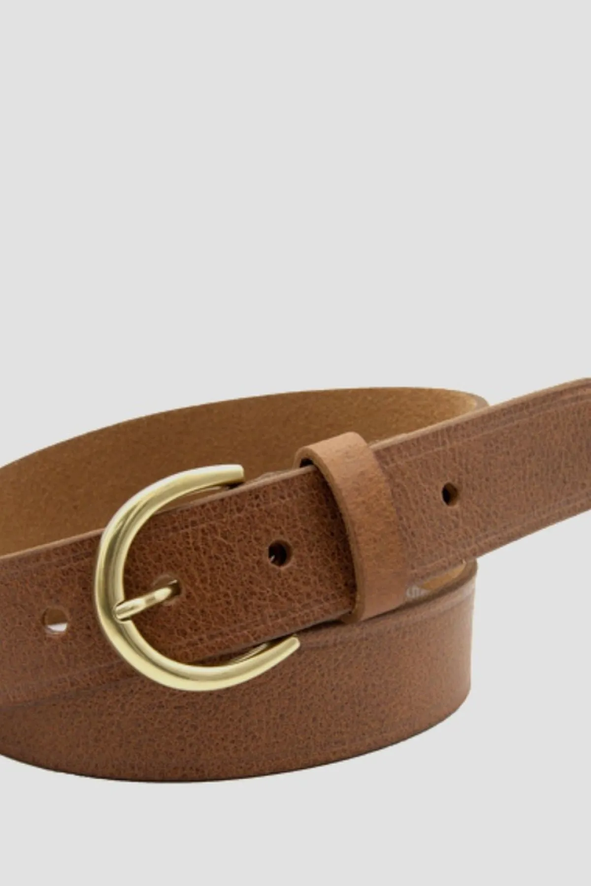 Brookline 32mm Tan Leather Belt with Brass Buckle