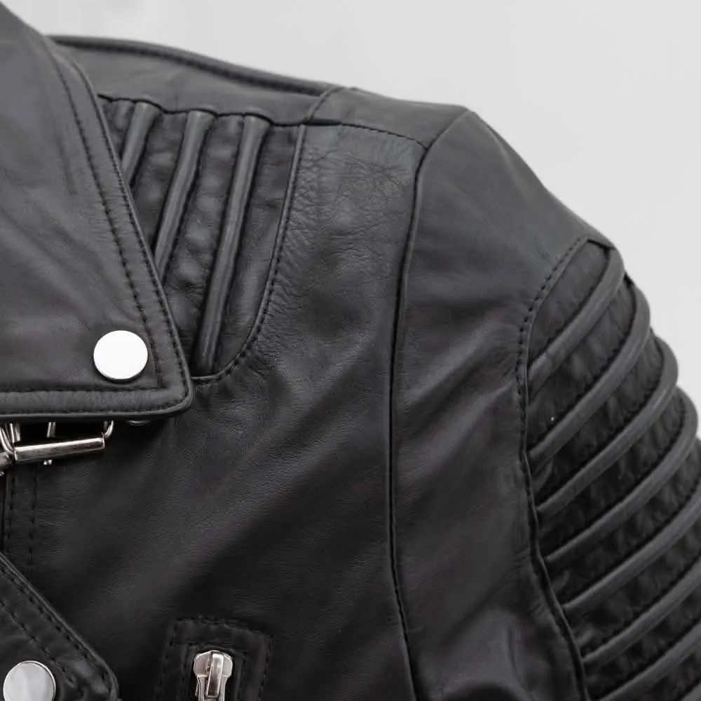 Brooklyn Men's Authentic Sheepskin Leather Motorcycle Jacket