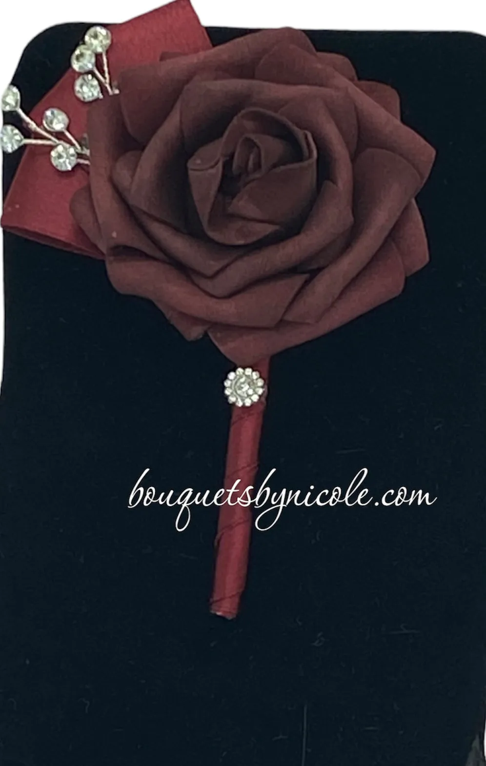 Burgundy Navy Blue Bridal Party Bouquet Package Real Touch Roses Bouquet