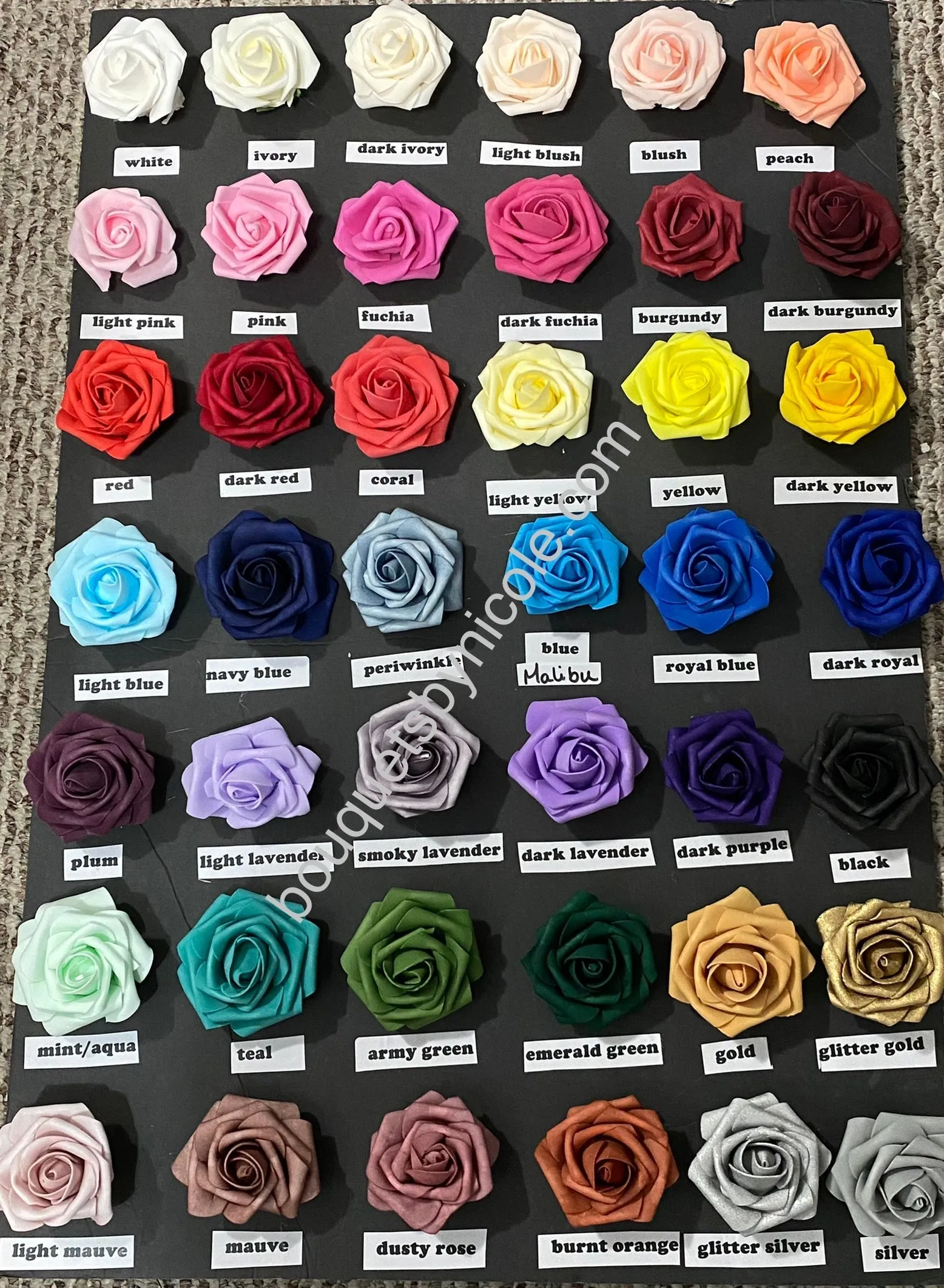 Burgundy Navy Blue Bridal Party Bouquet Package Real Touch Roses Bouquet