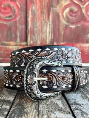 Challenger Rodeo Floral Tooled Belt