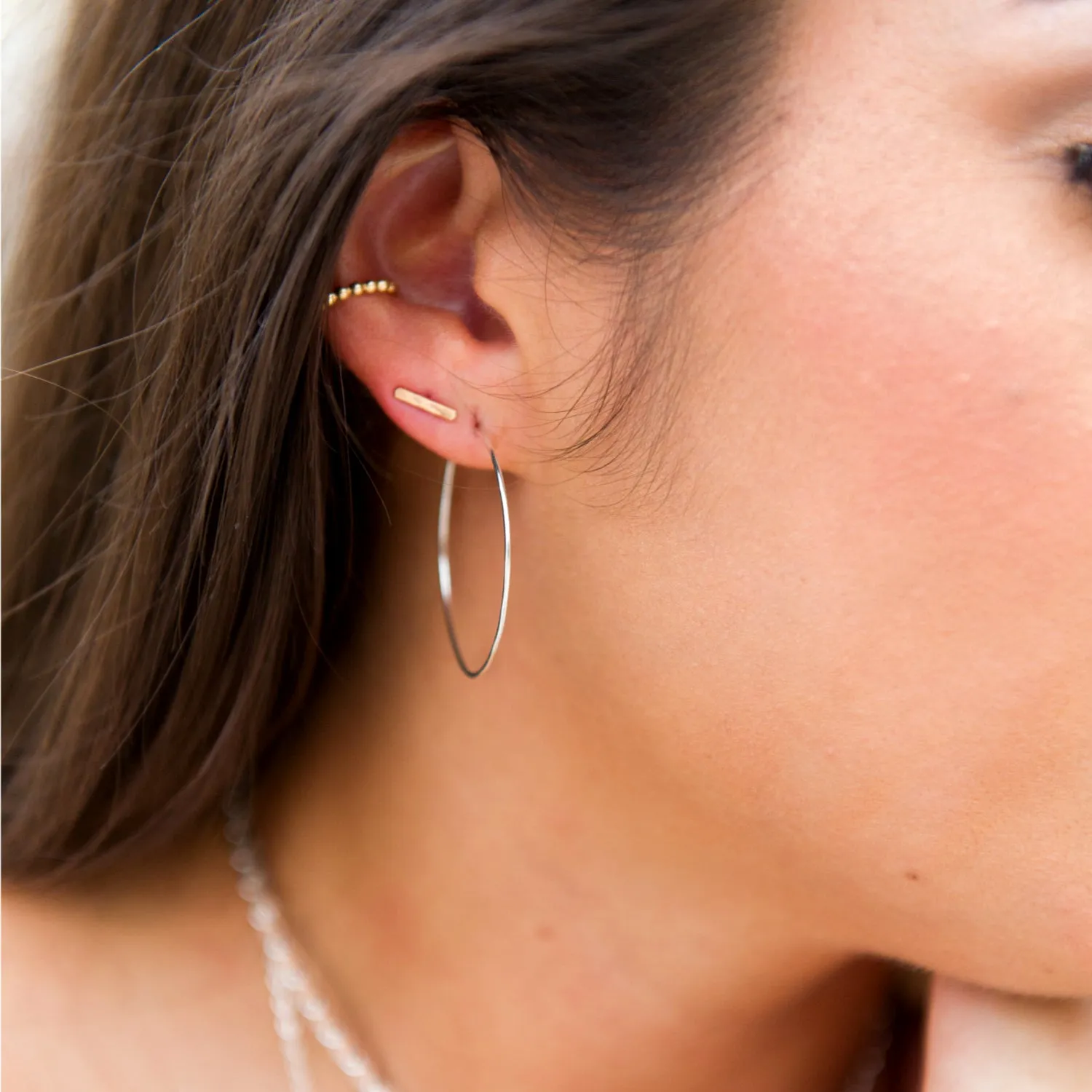 Dainty Hammered Hoop Earrings