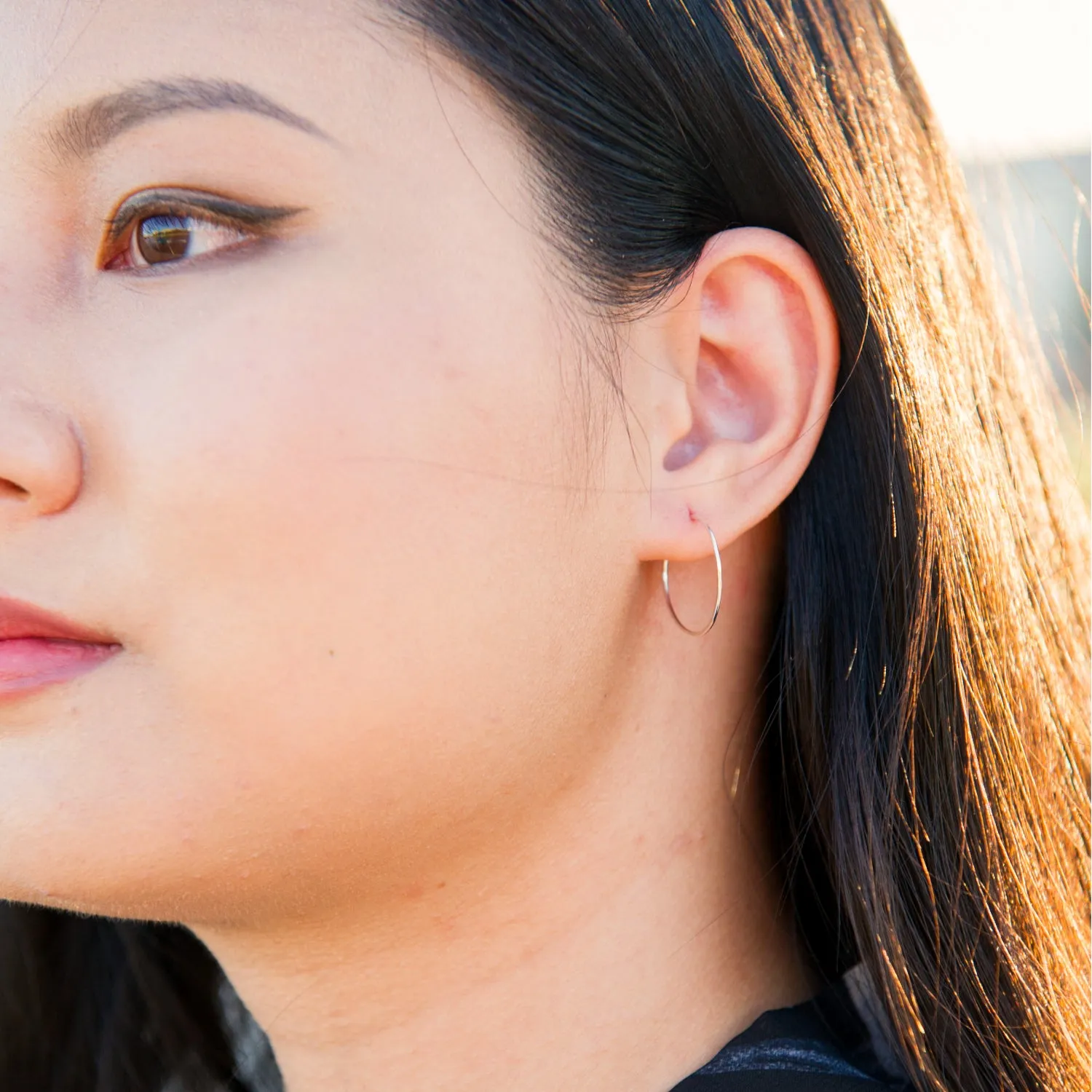 Dainty Hammered Hoop Earrings