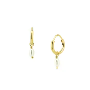 Dainty Sea Goddess Pearl Sleepers Gold 4mm