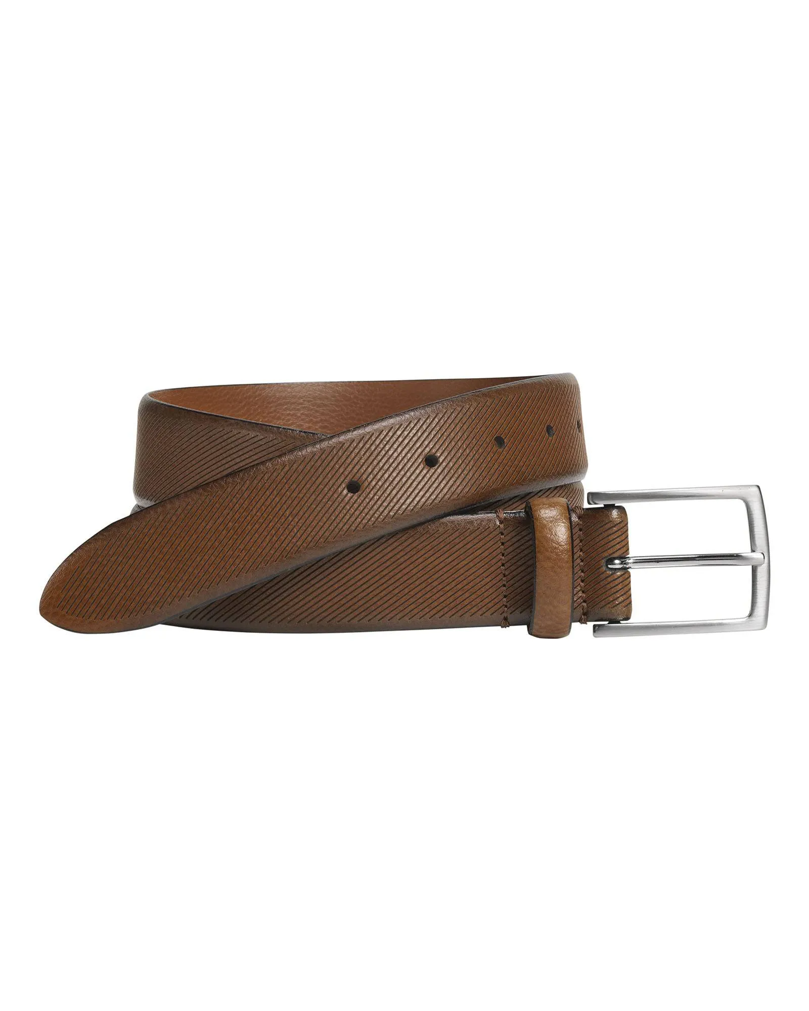 Diagonal Embossed Belt In Tan Cognac