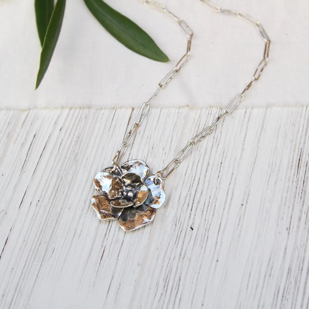 Double Dogwood on Oval Chain Necklace