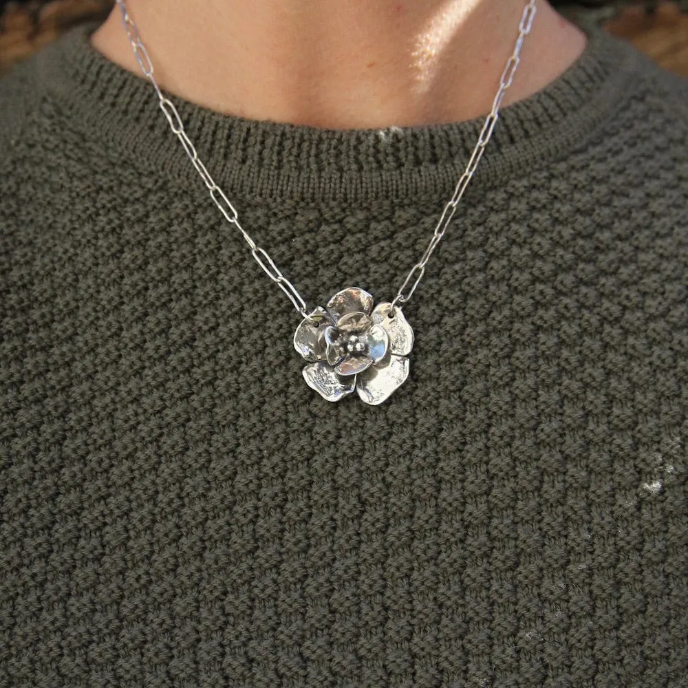 Double Dogwood on Oval Chain Necklace