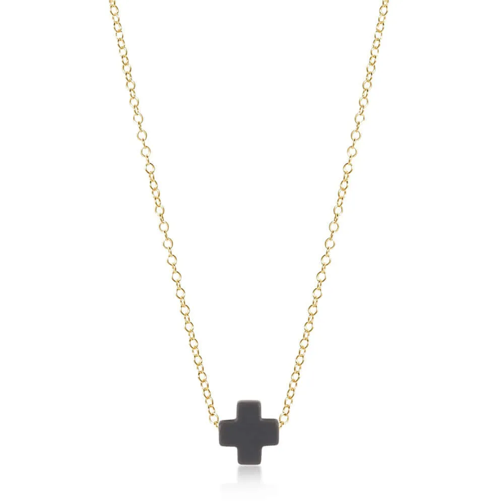 E Newton 16 Charcoal Signature Cross Necklace