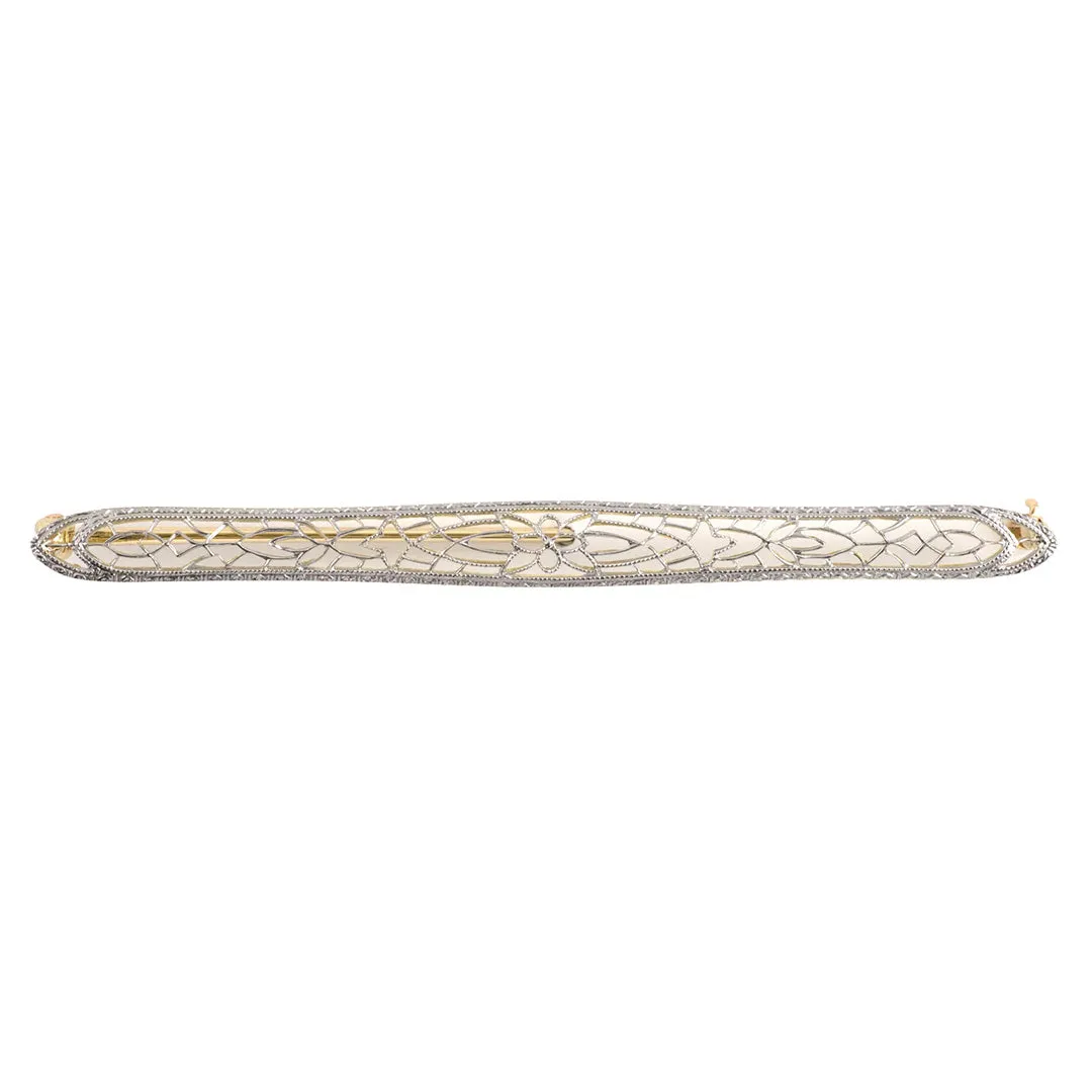 Edwardian Platinum Filigree Bar Pin