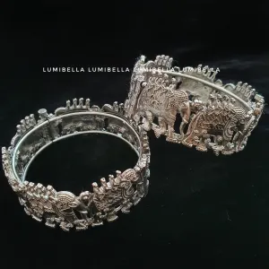 Elephant Style Silver Matte Kada Bangles