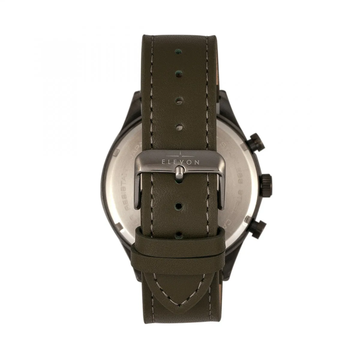 Elevon Lindbergh Leather-Band Watch w/Day/Date -  Olive/Grey