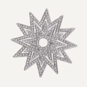 Elizabeth Flare Crystal Magnetic Brooch In Silver-Tone