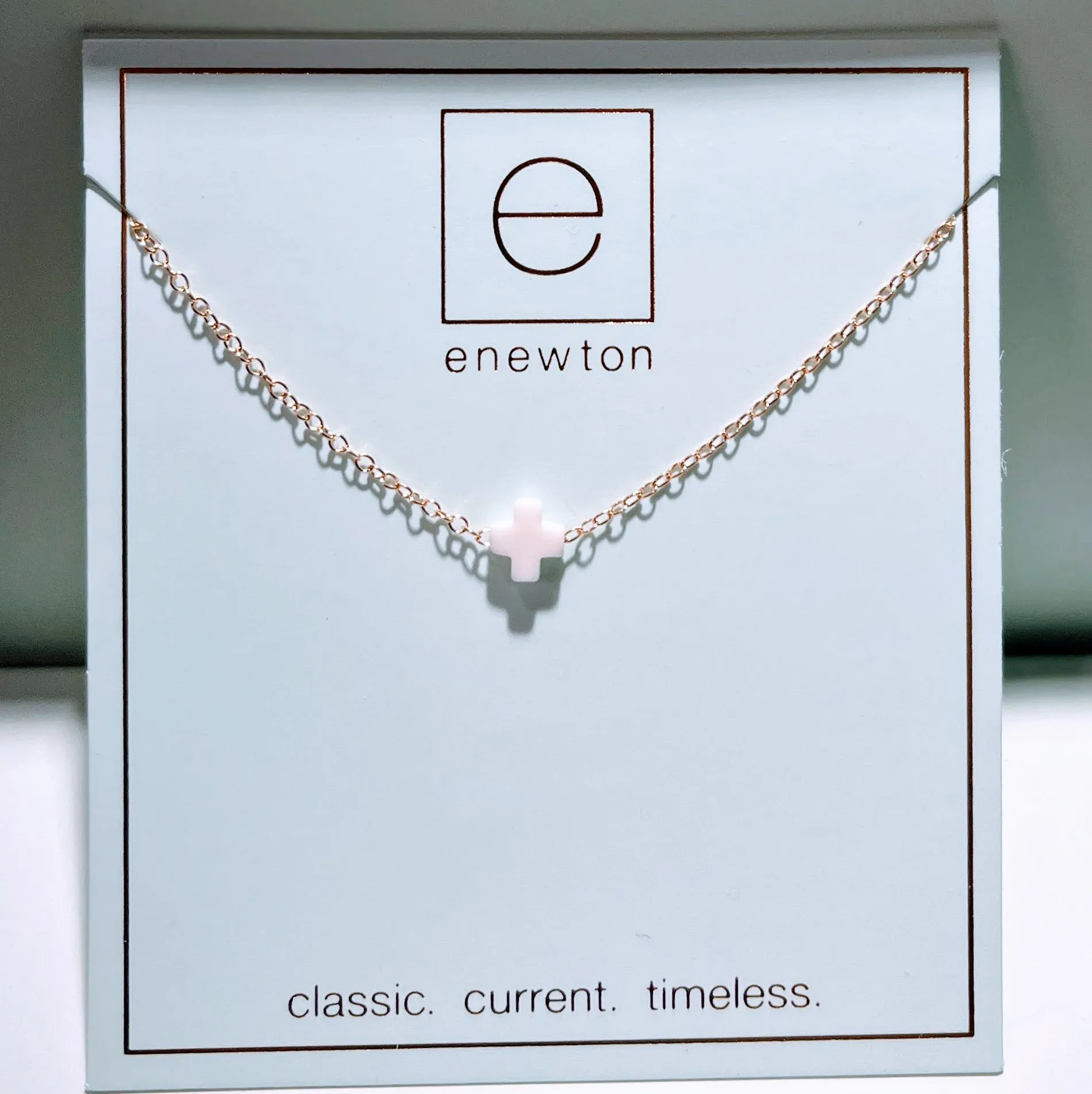 Enewton - Necklace Gold - Signature Cross Small - Off White