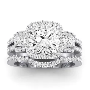 Erica Moissanite Matching Band for Cushion Center (Band Only. Engagement Ring Not Included)