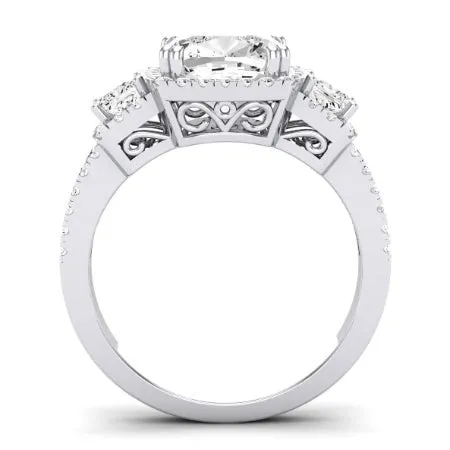 Erica Moissanite Matching Band for Cushion Center (Band Only. Engagement Ring Not Included)