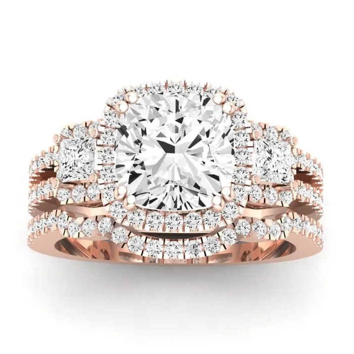 Erica Moissanite Matching Band for Cushion Center (Band Only. Engagement Ring Not Included)
