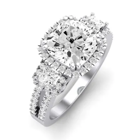 Erica Moissanite Matching Band for Cushion Center (Band Only. Engagement Ring Not Included)