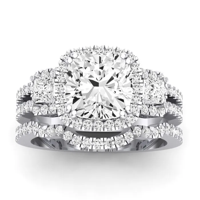 Erica Moissanite Matching Band for Cushion Center (Band Only. Engagement Ring Not Included)
