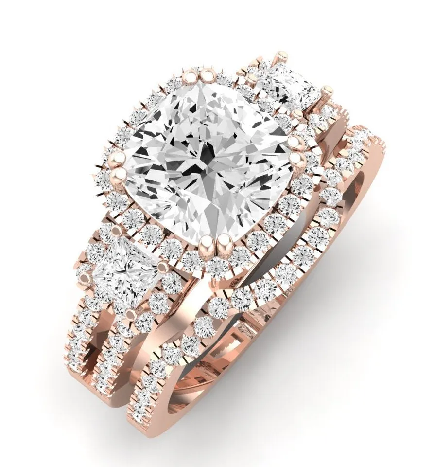 Erica Moissanite Matching Band for Cushion Center (Band Only. Engagement Ring Not Included)