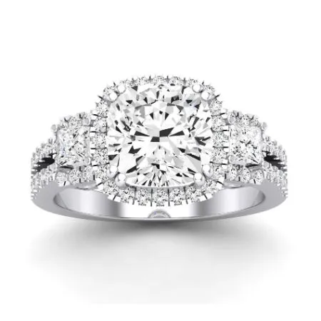 Erica Moissanite Matching Band for Cushion Center (Band Only. Engagement Ring Not Included)