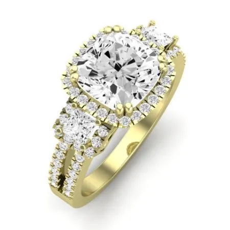 Erica Moissanite Matching Band for Cushion Center (Band Only. Engagement Ring Not Included)