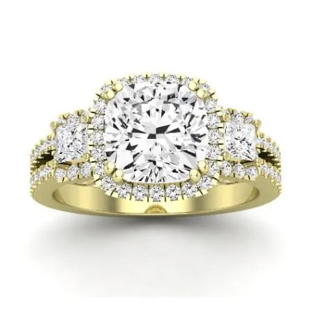 Erica Moissanite Matching Band for Cushion Center (Band Only. Engagement Ring Not Included)
