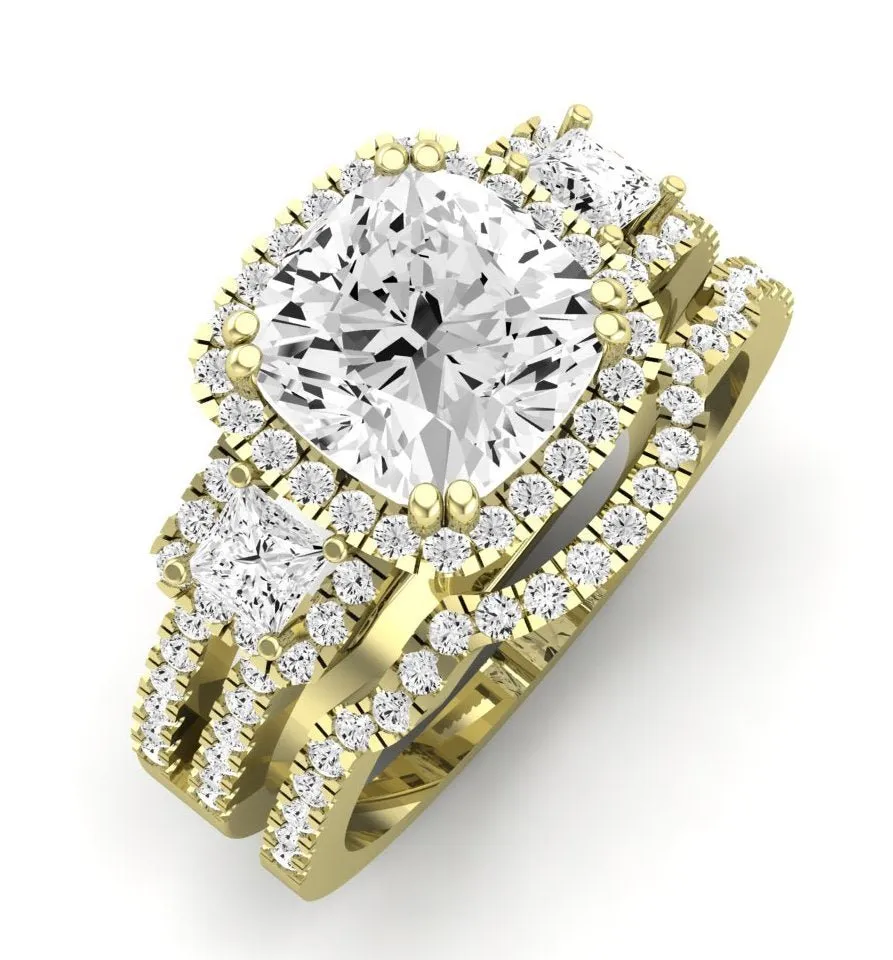 Erica Moissanite Matching Band for Cushion Center (Band Only. Engagement Ring Not Included)