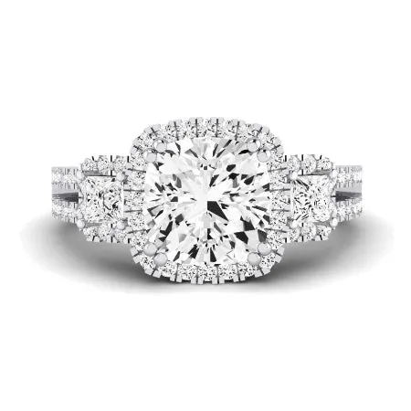 Erica Moissanite Matching Band for Cushion Center (Band Only. Engagement Ring Not Included)
