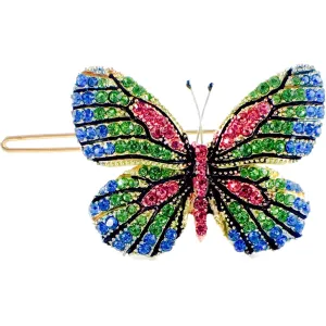 Fairy Butterfly Hair Clip Swarovski Crystal gold base multi colors Blue Green Pink