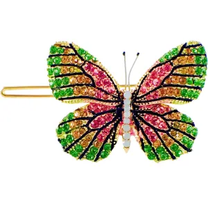 Fairy Butterfly Hair Clip Swarovski Crystal gold base multi colors Green Pink Amber