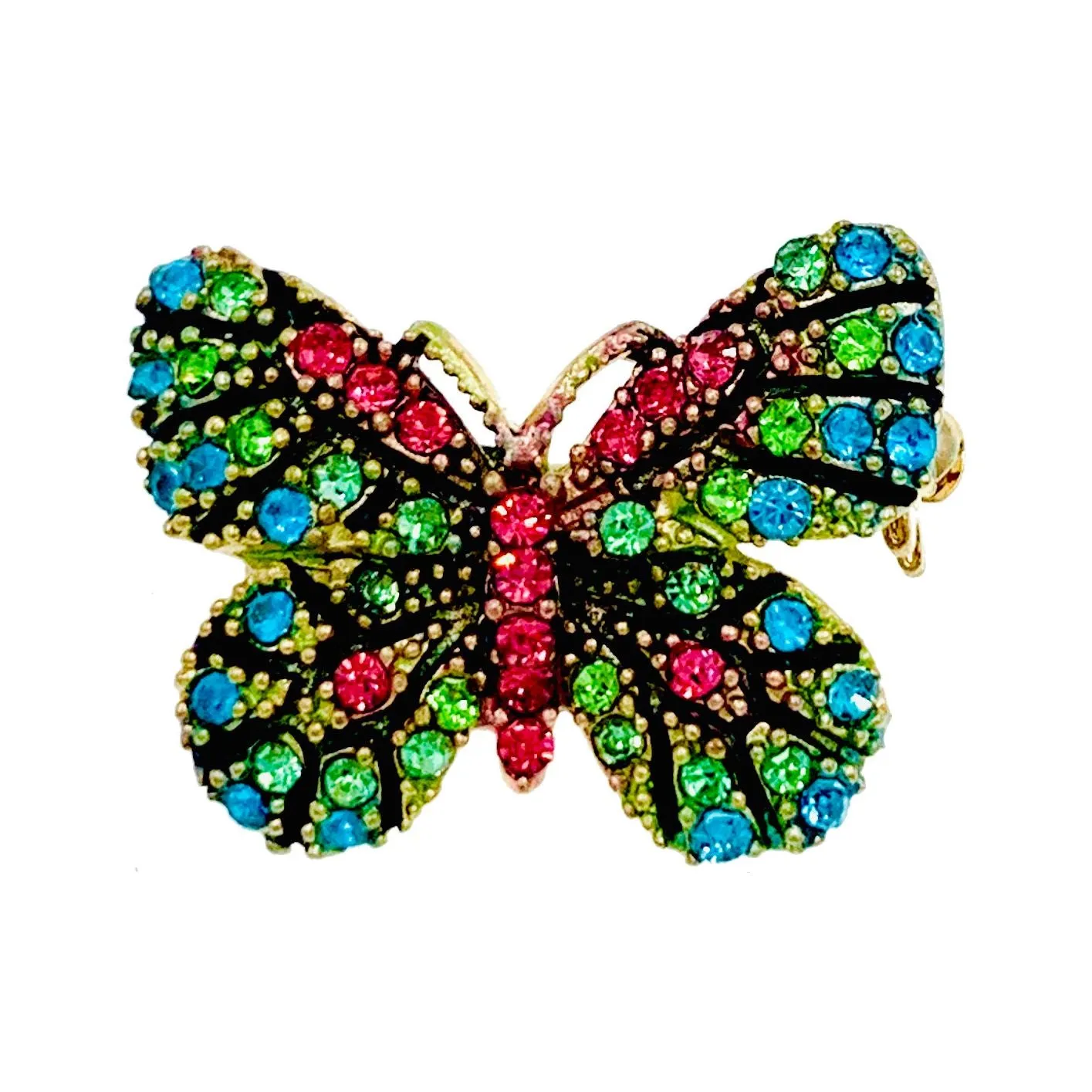 Fairy Handmade Small Butterfly Brooch Pin use Swarovski Elementary Crystal Pink Blue Gold Brown Yellow Green Purple Black White Hat Dress Scarf