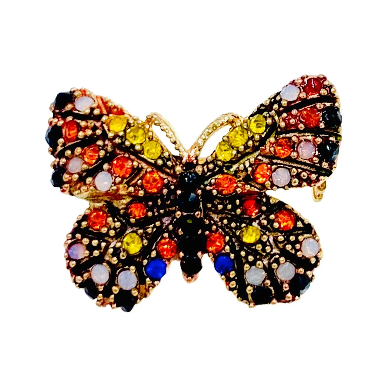 Fairy Handmade Small Butterfly Brooch Pin use Swarovski Elementary Crystal Pink Blue Gold Brown Yellow Green Purple Black White Hat Dress Scarf