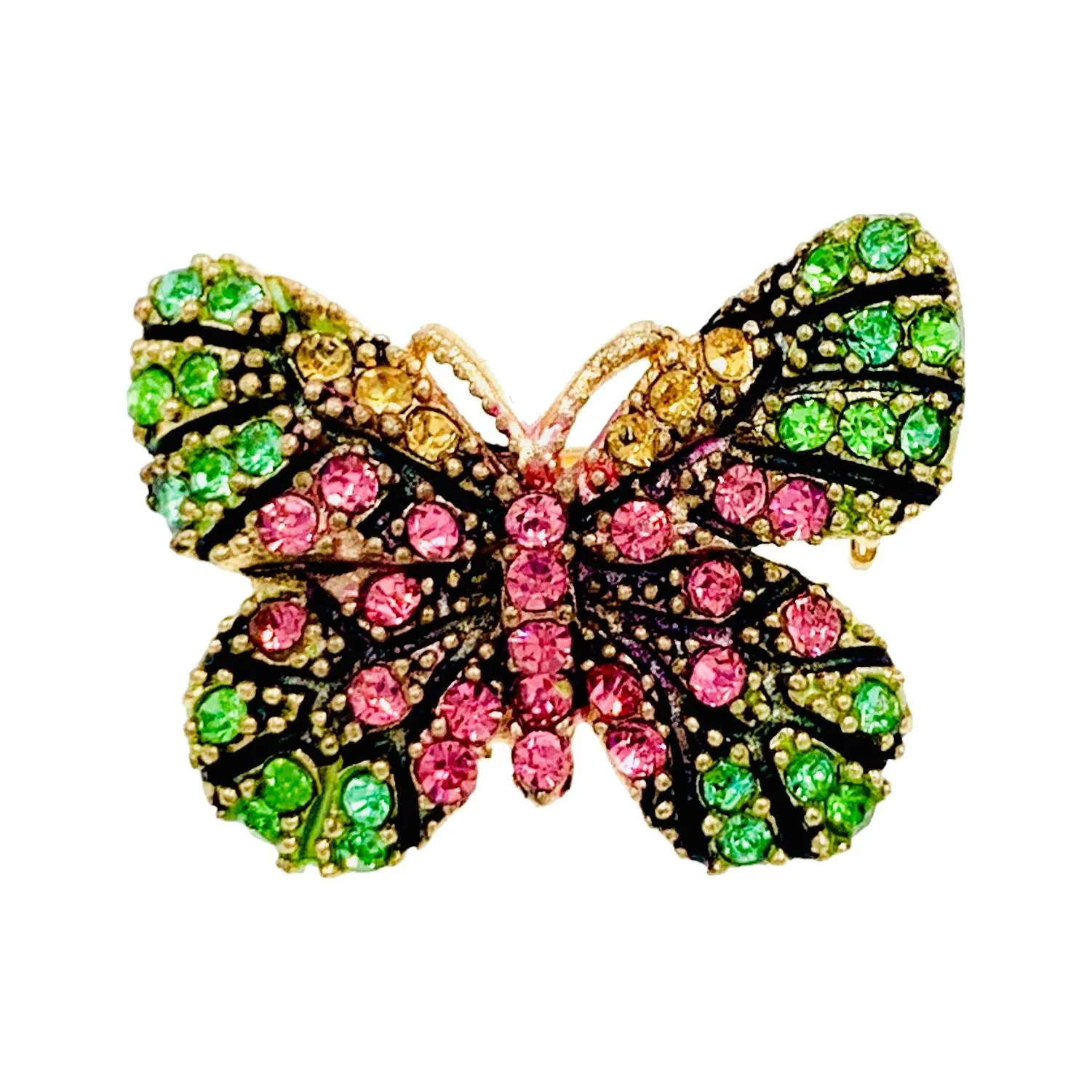 Fairy Handmade Small Butterfly Brooch Pin use Swarovski Elementary Crystal Pink Blue Gold Brown Yellow Green Purple Black White Hat Dress Scarf