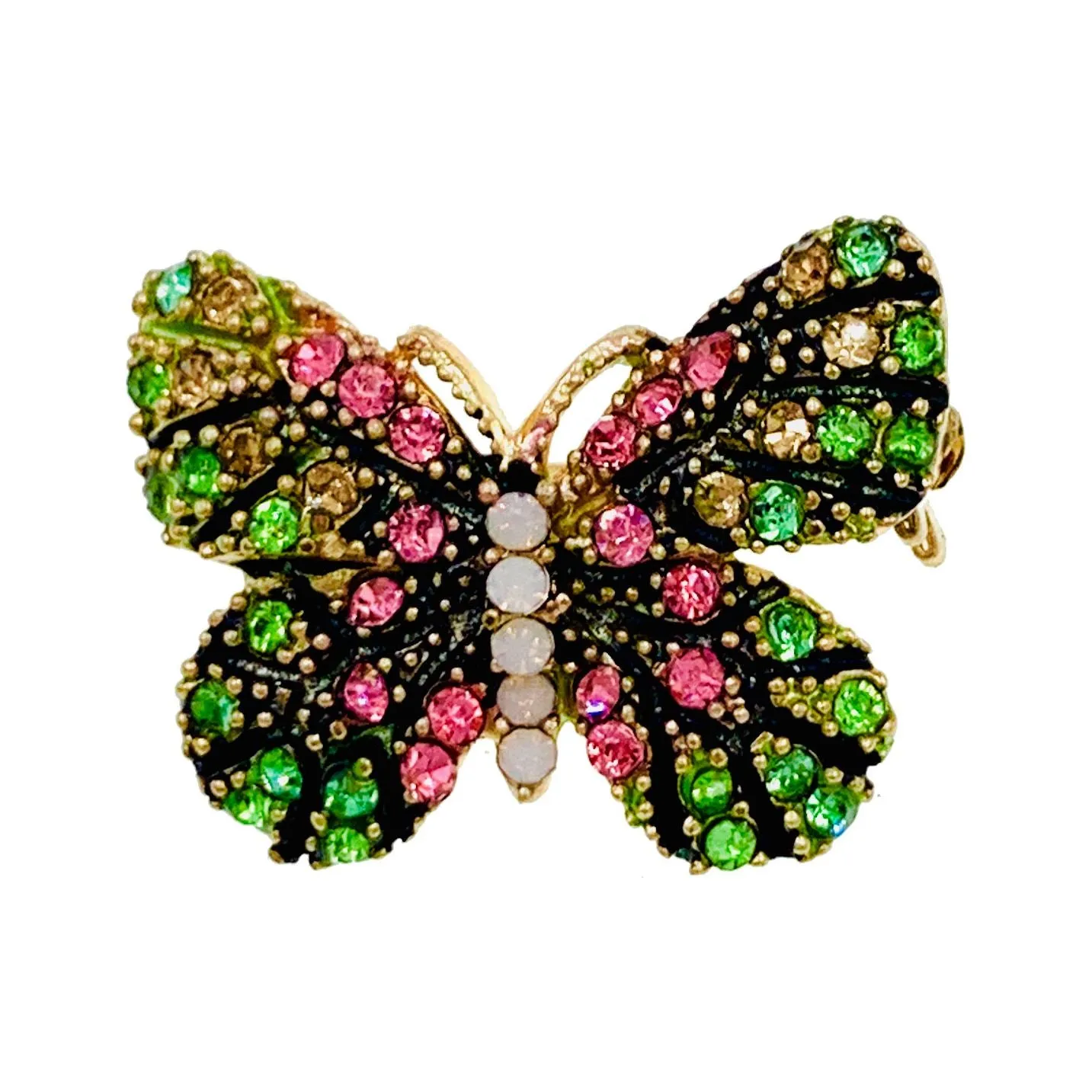 Fairy Handmade Small Butterfly Brooch Pin use Swarovski Elementary Crystal Pink Blue Gold Brown Yellow Green Purple Black White Hat Dress Scarf