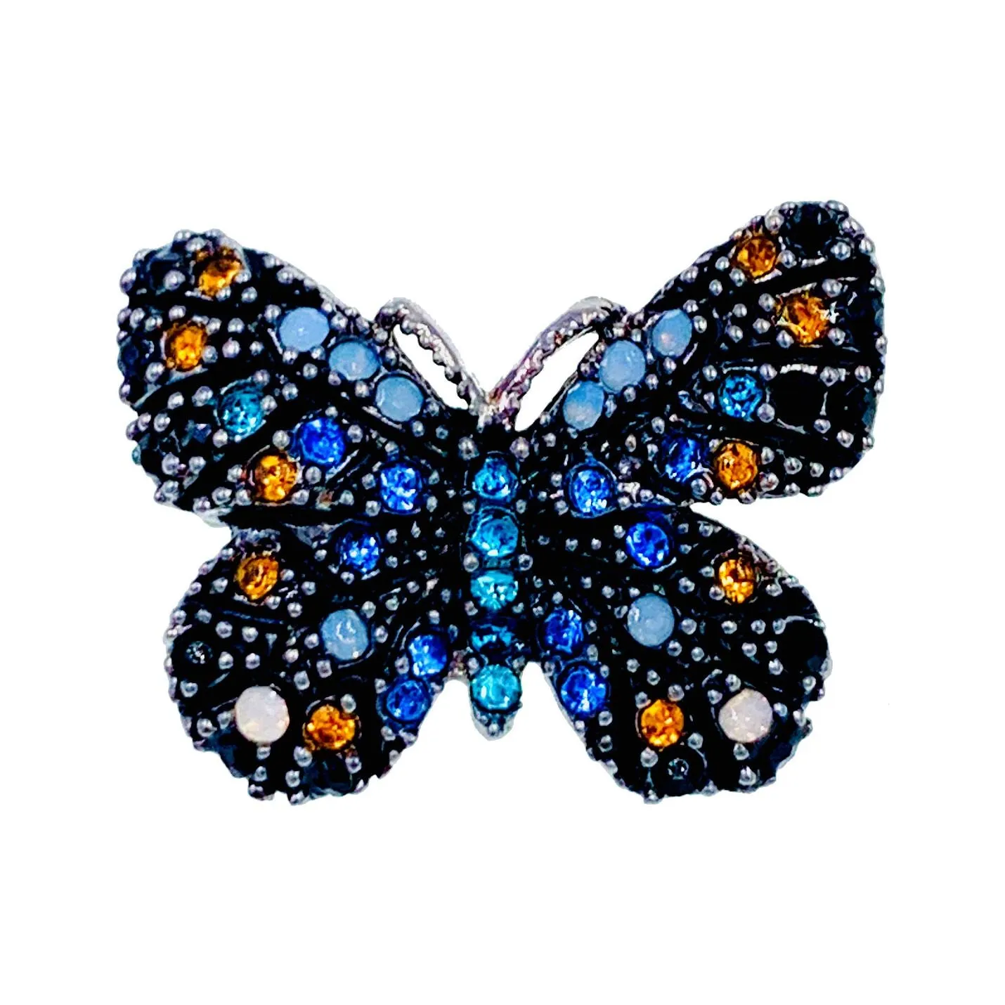 Fairy Handmade Small Butterfly Brooch Pin use Swarovski Elementary Crystal Pink Blue Gold Brown Yellow Green Purple Black White Hat Dress Scarf