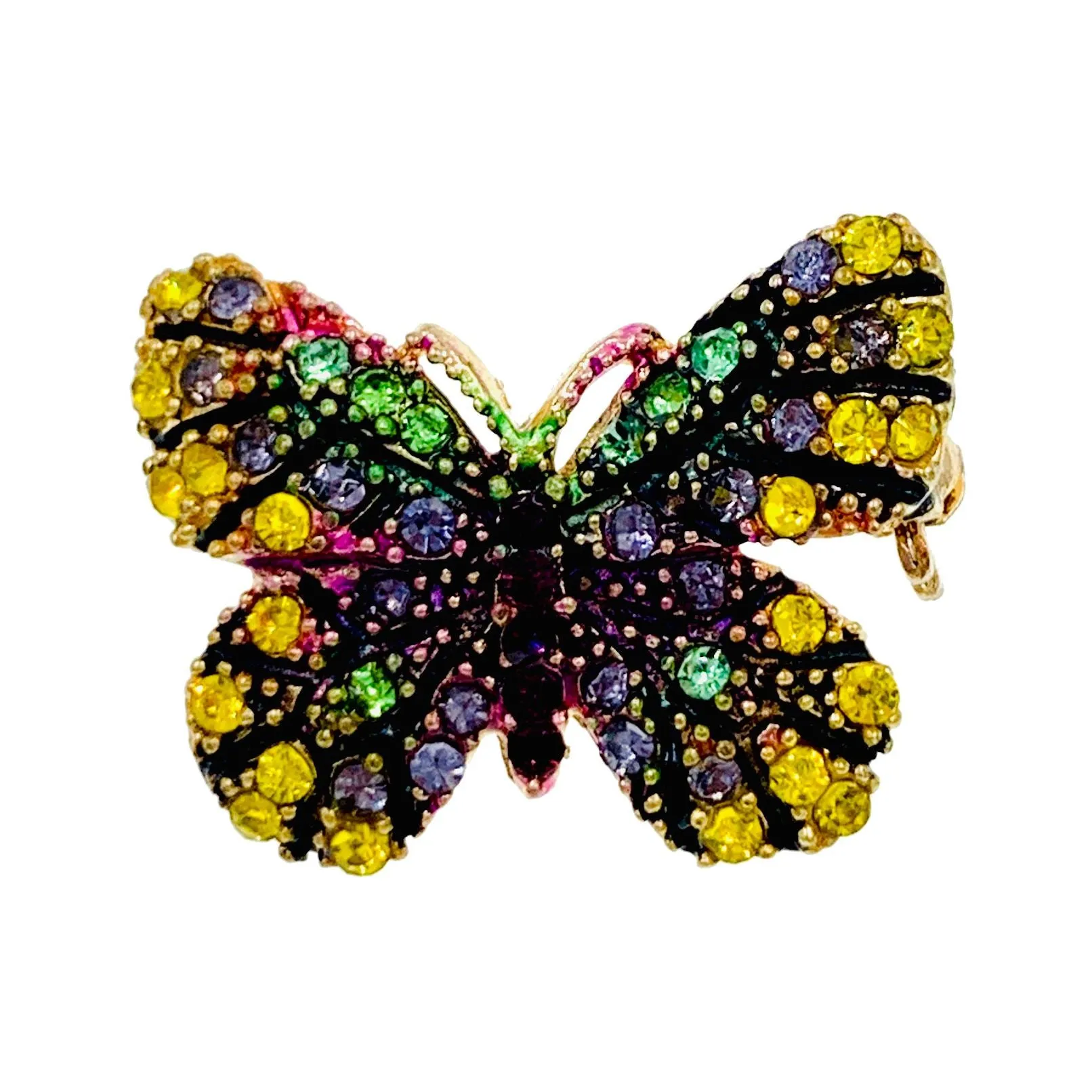 Fairy Handmade Small Butterfly Brooch Pin use Swarovski Elementary Crystal Pink Blue Gold Brown Yellow Green Purple Black White Hat Dress Scarf