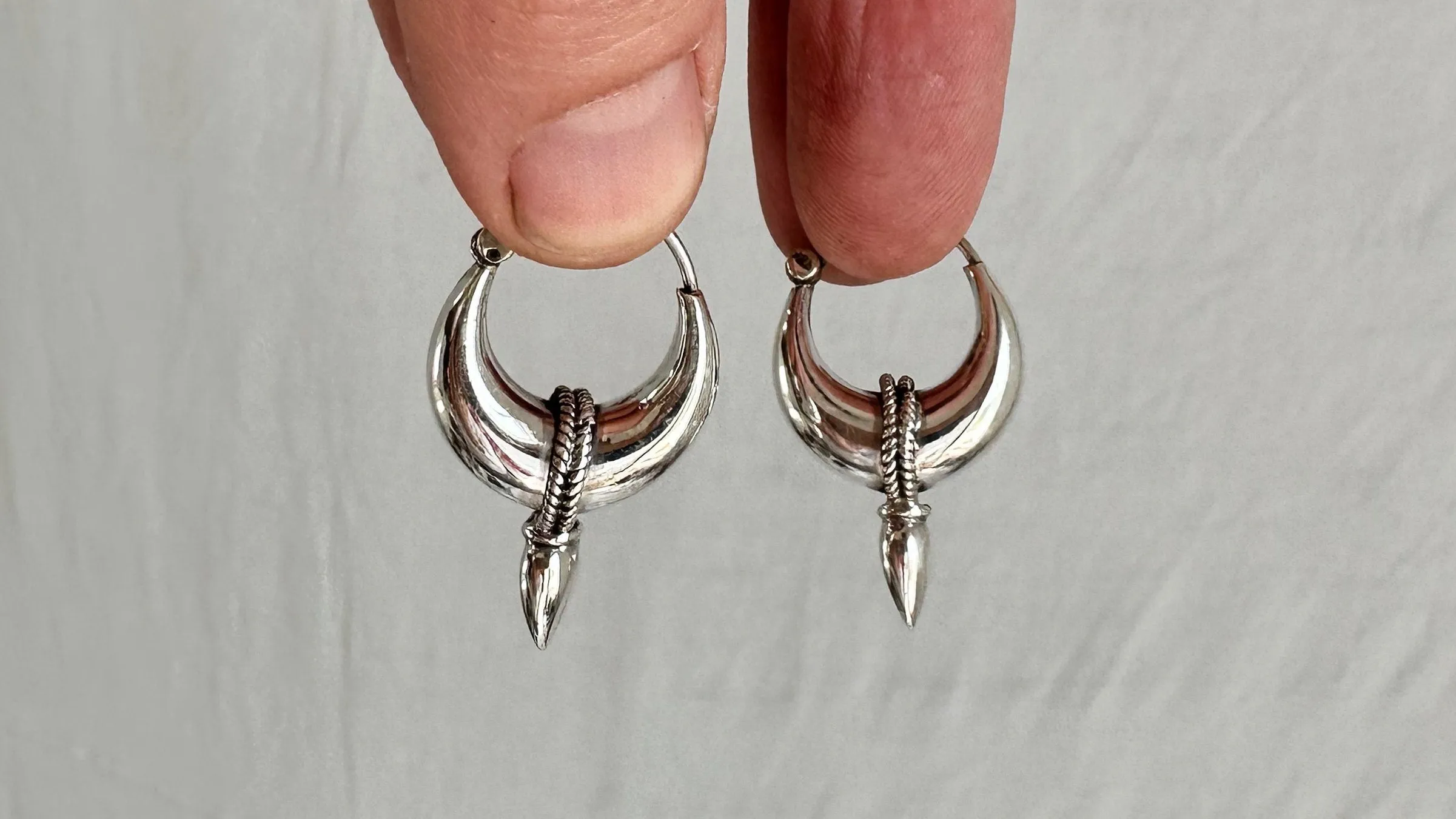 Fat Hoop Earrings India. Sterling Silver. 1074