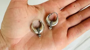 Fat Hoop Earrings India. Sterling Silver. 1077