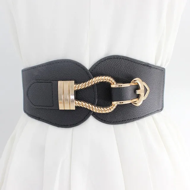 Faux Leather Lace Up Wrap Waist Dress Belt Corset