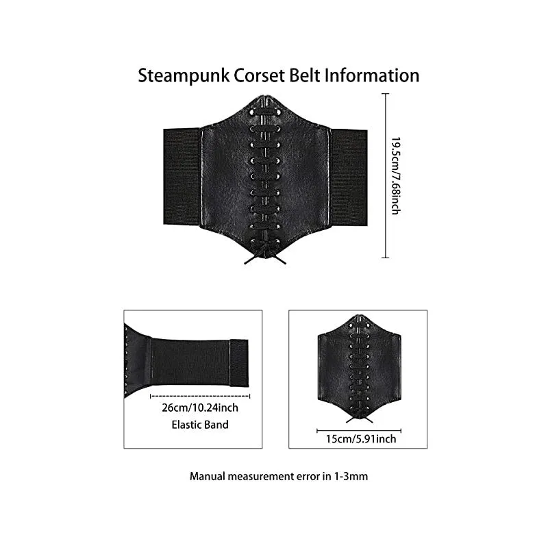 Faux Leather Lace Up Wrap Waist Dress Belt Corset