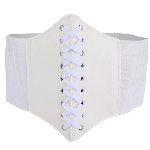 Faux Leather Lace Up Wrap Waist Dress Belt Corset